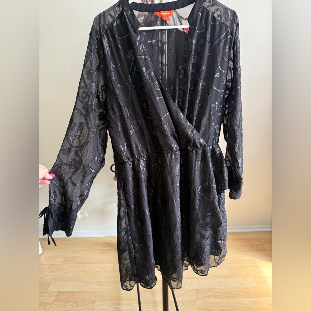 Black Sheer Floral Dress NEW